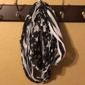 Black and white stars and stripe infinity scarf
